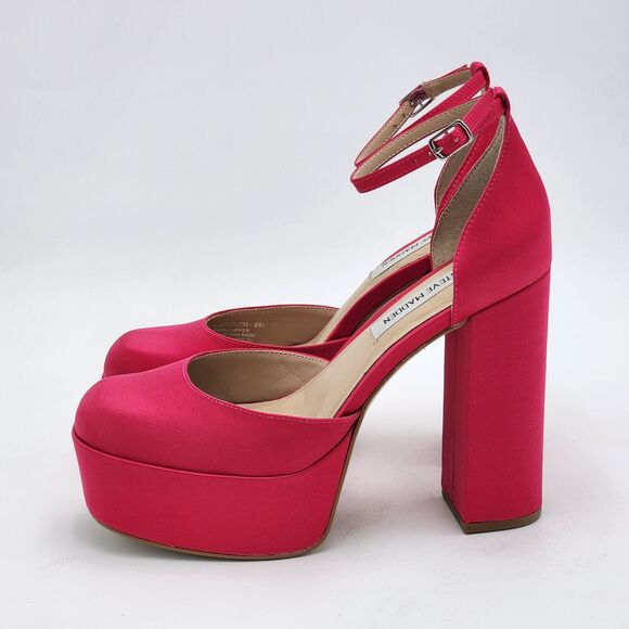 Steve Madden Agata Pink Satin Chunky Platform Heels Size 8 - Picture 4 of 9